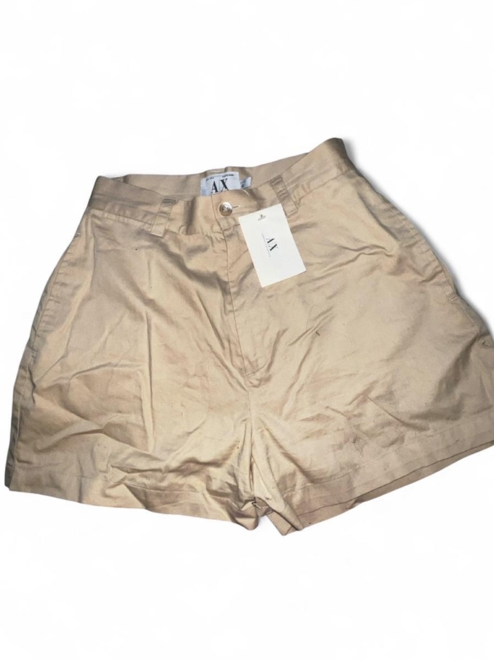 NWT A/X Armani Exchange Khaki High Waist Chino Shorts with Pockets size 6